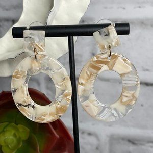 Acrylic Statement Earrings White Tan